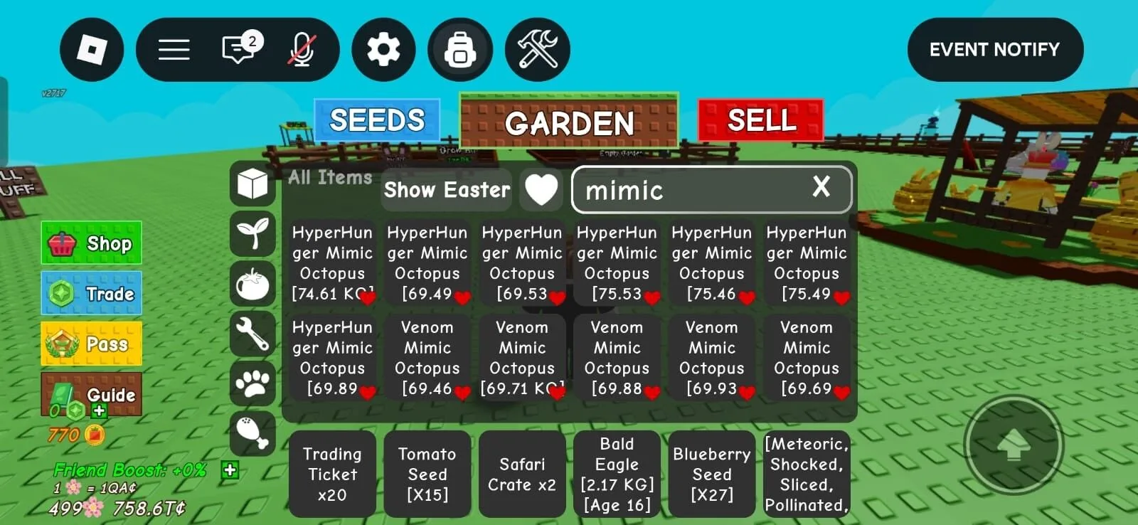 Mimic Octopus Titan Titan Mimic Octopus Random Mutation (Venom/Everchanted/UFO) Random Kg (69kg-75kg) Age Breaker CD 15 SEC Instan Delivery — Account account