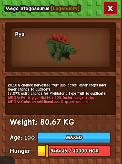 MEGA TITANIC STEGOSAURUS 80.67KG AGE 100 — Account account