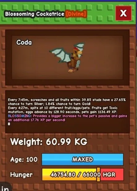 Blossoming 60.66kg cockatrice — Account account