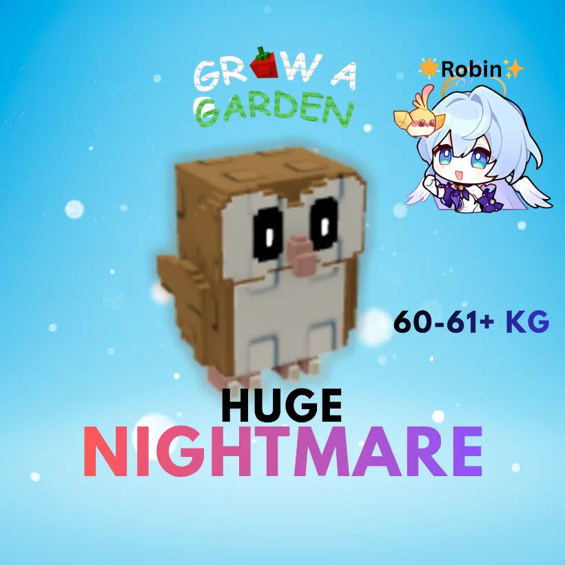 HUGE Nightmare Barn Owl - 60-61+KG - Max Passive - Grow a Garden — Account account