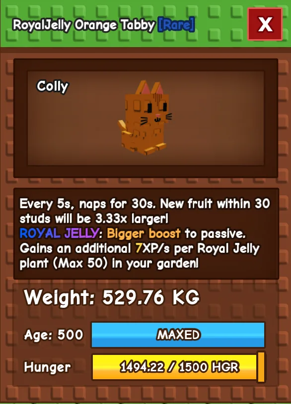 Orange Tabby (114KG BASE) 529.76 KG Royal Jelly Mutation