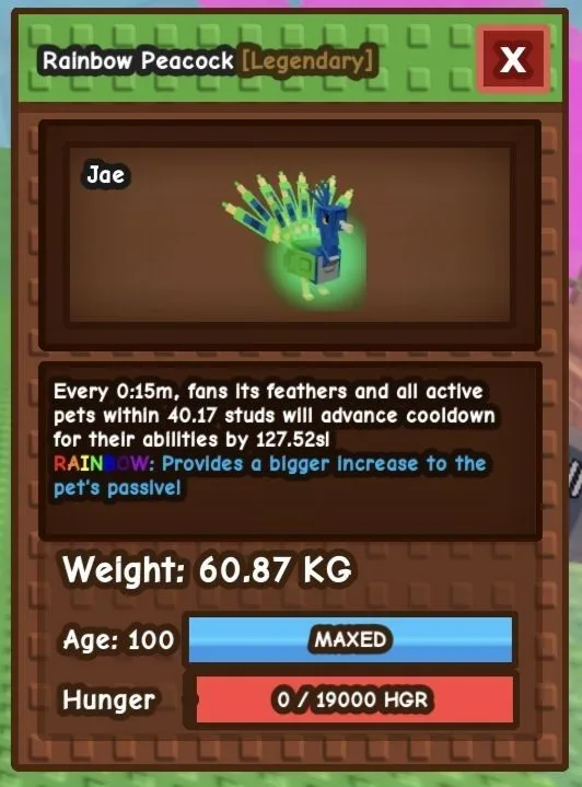 Huge Rainbow Peacock 60kg+ Power Rare Collectible Instant Delivery — Account account