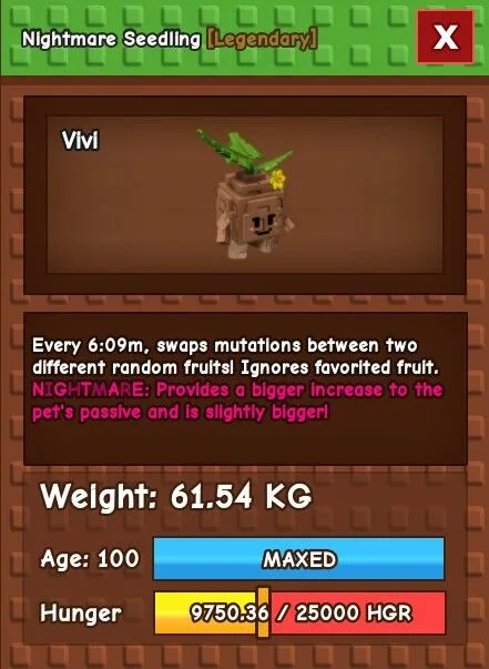 HUGE NIGHTMARE SEEDLING 61.54KG INSTANT DELIVERY GAG HUGE SEEDLING — Account account