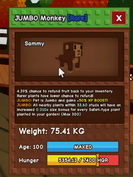 TITANIC HUGE GIANT JUMBO MONKEY (JUMBO MUTATION) 75.41KG 100AGE // STILL GROWING // CLEAN // CHEAP // RUSH // RARE