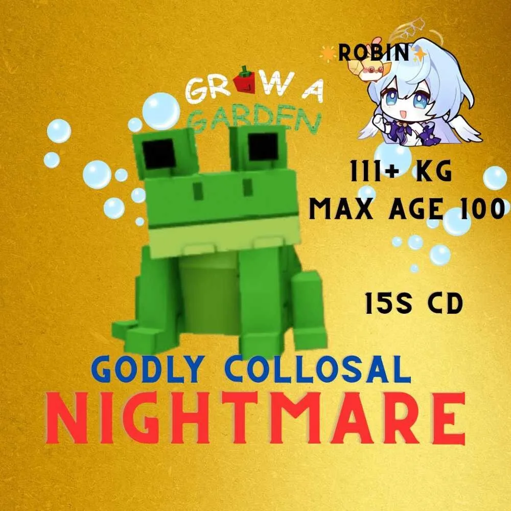 Godly Collosal Nightmare Frog - 111 + KG - 15s CD - Max Age 100 - Grow a Garden — Account account