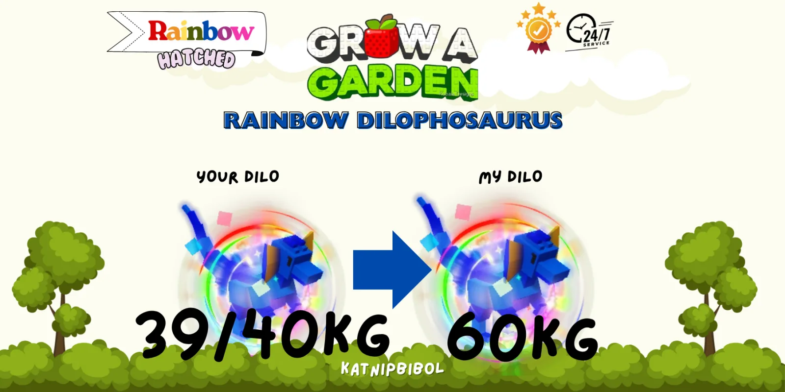 TRADE YOUR RBH DILOPHOSAURUS 38/39kg to MY RBH DILOPHOSAURUS 60kg (INSTANT WEIGHT) EASY TRADE :D