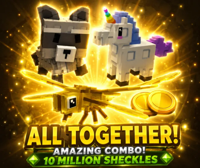 Dragonfly + Raccoon + Unicorn 10M Sheckles Amazing Combo Grow a Garden 2 — Account account