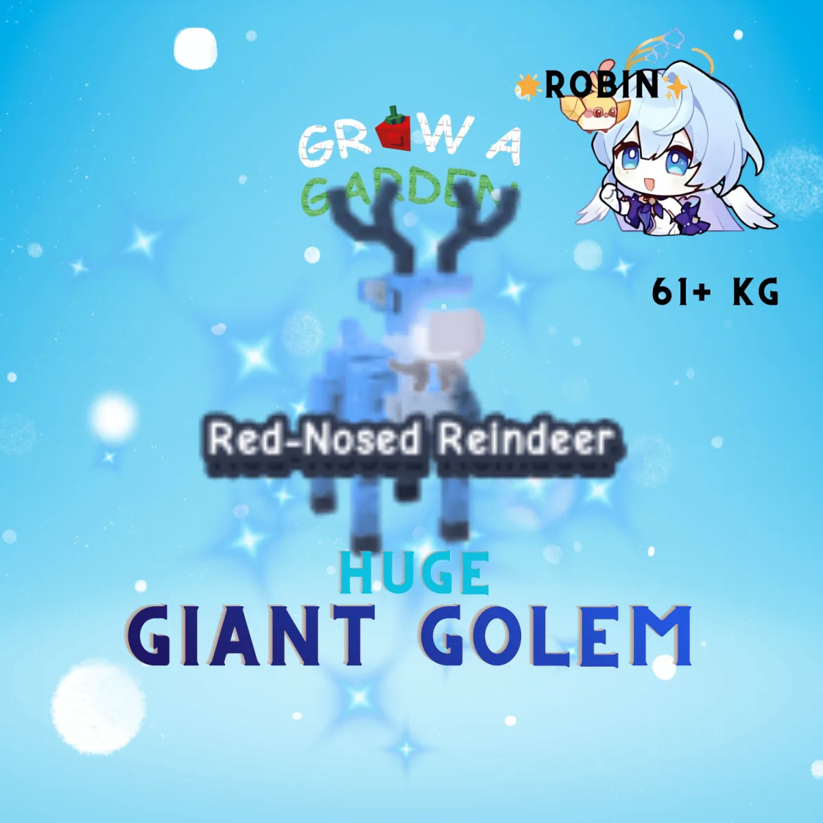 Giant Golem Huge Red-Nosed Reindeer - Rudolph - 61+KG - New Pet Rare Mutation - GiantGolem - Grow a Garden — Account account