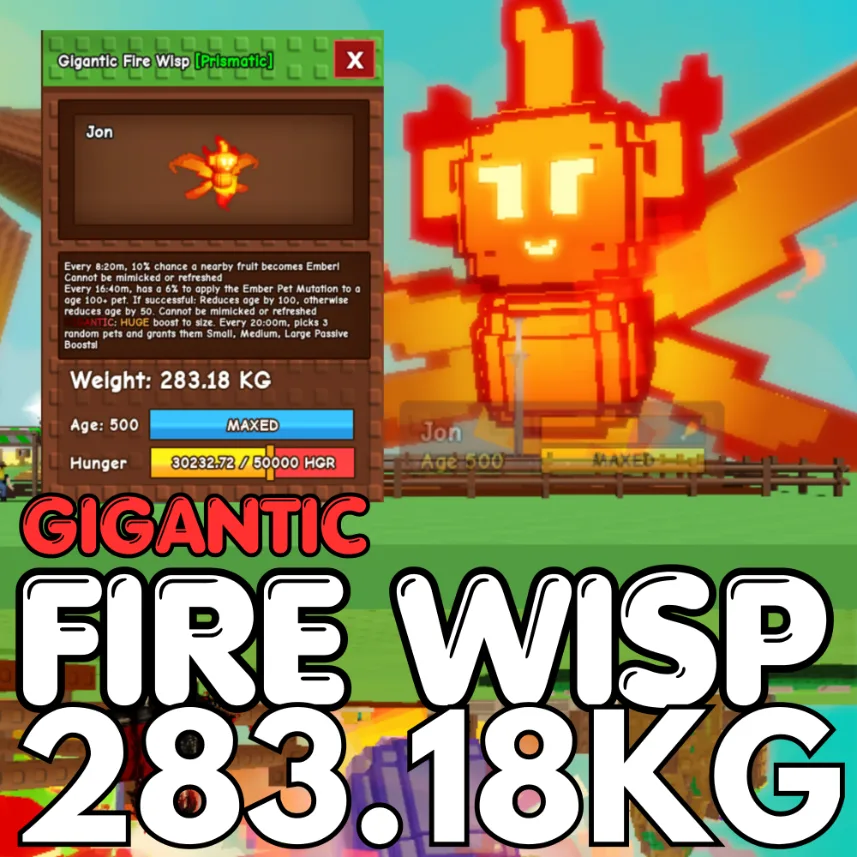 GIGANTIC Huge Fire Wisp 283.18KG 15sec CD Age 500 INSTANT DELIVERY