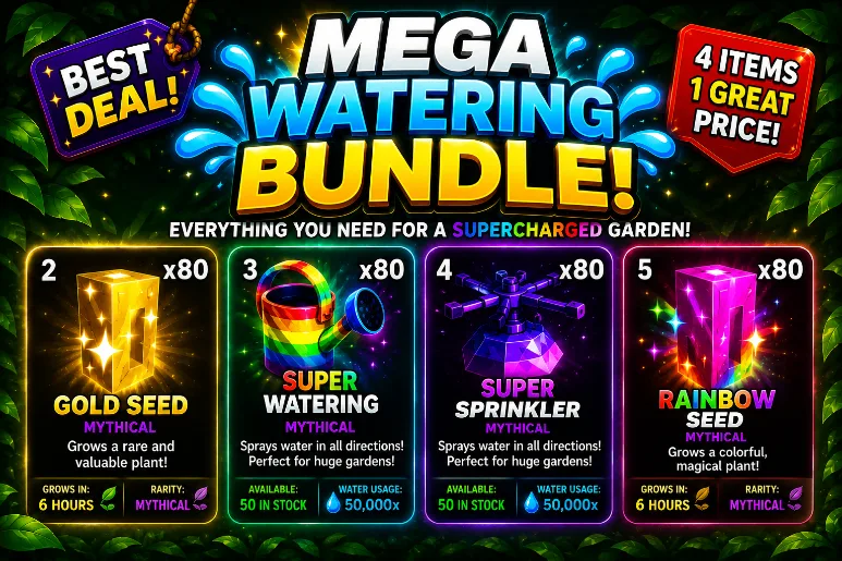 MEGA WATERING BUNDLE Gold Seed 80 Super Watering 80 Super Sprinkler 80 Rainbow Seed 80 Best Deal Fast Delivery Safe & Trusted