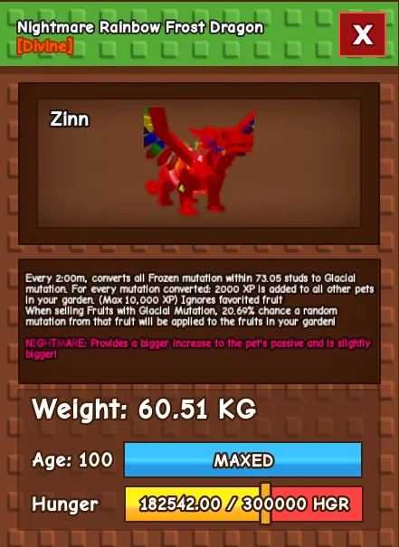 60 KG RAINBOW FROST DRAGON // NIGHTMARE MUTATION // HUGE SEMI TITANIC RBH FROST DRAGON