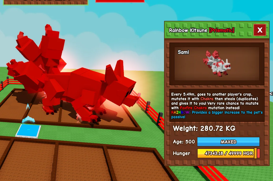 280 KG+ RAINBOW KITSUNE MAX AGE LEVEL 500 HUGE TITANIC