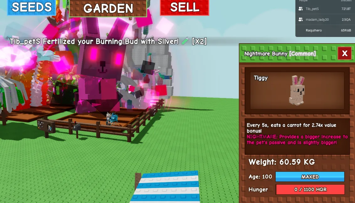TITANIC HUGE GIANT NIGHTMARE BUNNY (NIGHTMARE MUTATION) 60.59KG 100AGE // CLEAN // CHEAP // RUSH // RARE