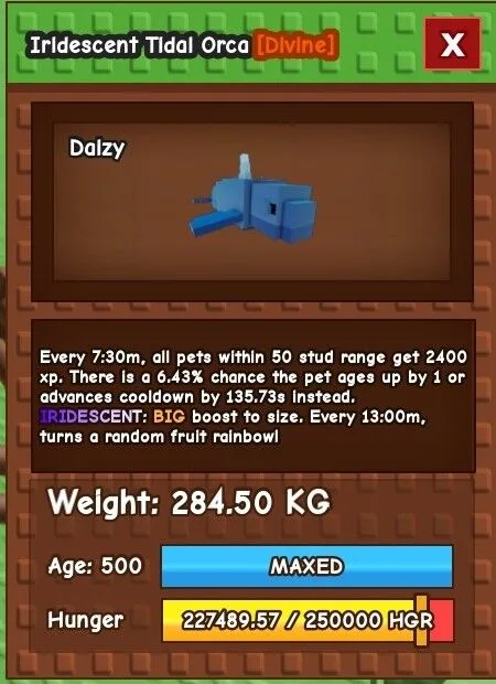 284.50KG TIDAL ORCA ( CHEAPEST PRICE ) FAST DELIVERY ON HAND