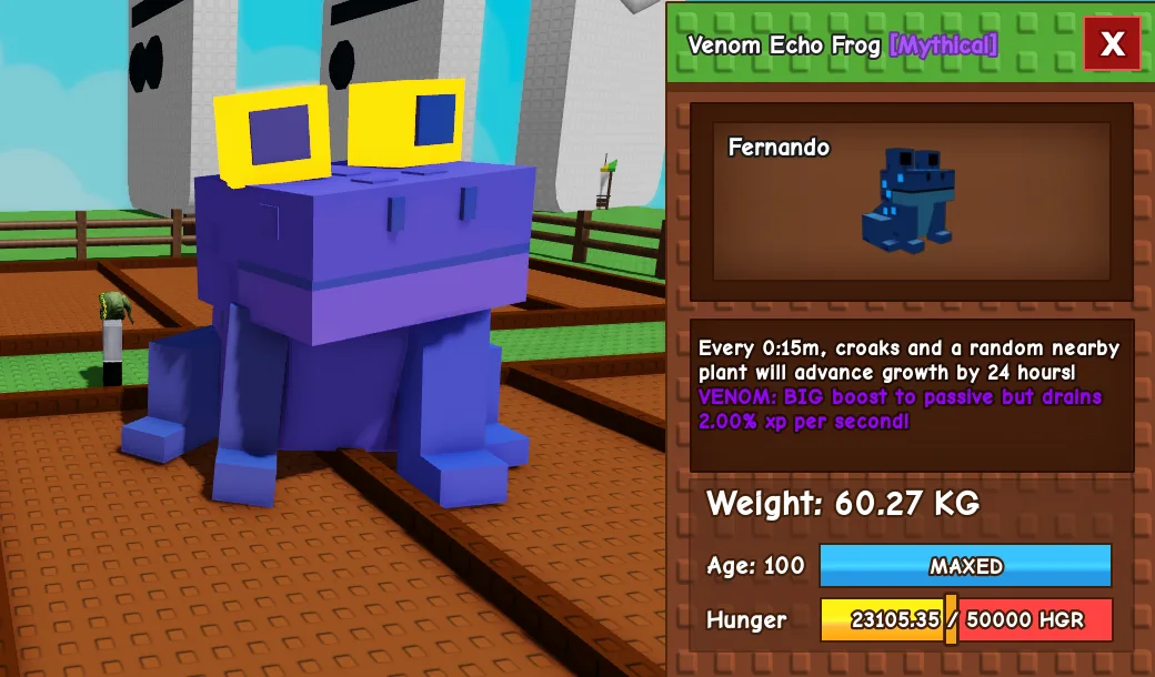 60kg+ Age 100 Venom Echo Frog
