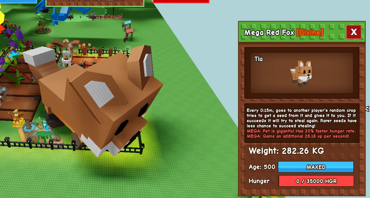 280KG+ Mega Red Fox Divine // super handsome // Age 500 MAXED // Seed Steal // Huge Pet