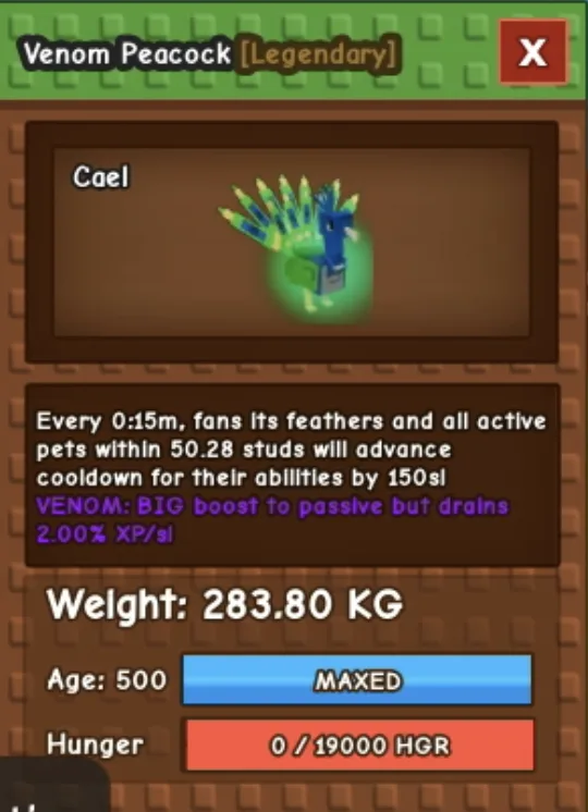15s Venom Huge Peacock 280KG+ Age 500 Fast Delivery — Account account