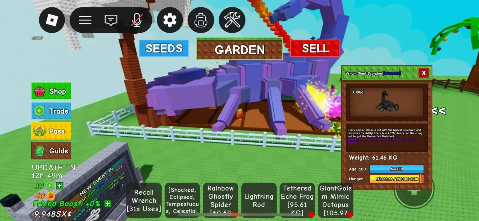 VENOM Mutation Service + FREE Max Age Leveling Grow a Garden — Account account