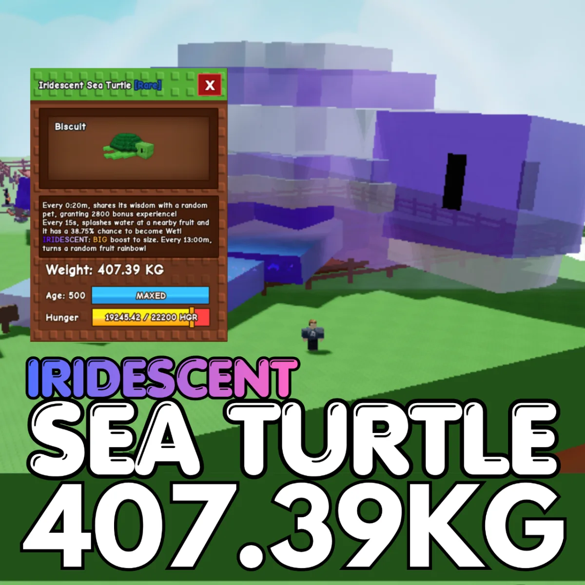 IRIDESCENT Titanic Sea Turtle 407.39KG Age 500 INSTANT DELIVERY