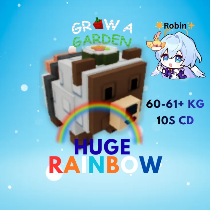 HUGE Rainbow Sushi Bear - 60-61+KG -10s CD - Grow a Garden — Account account