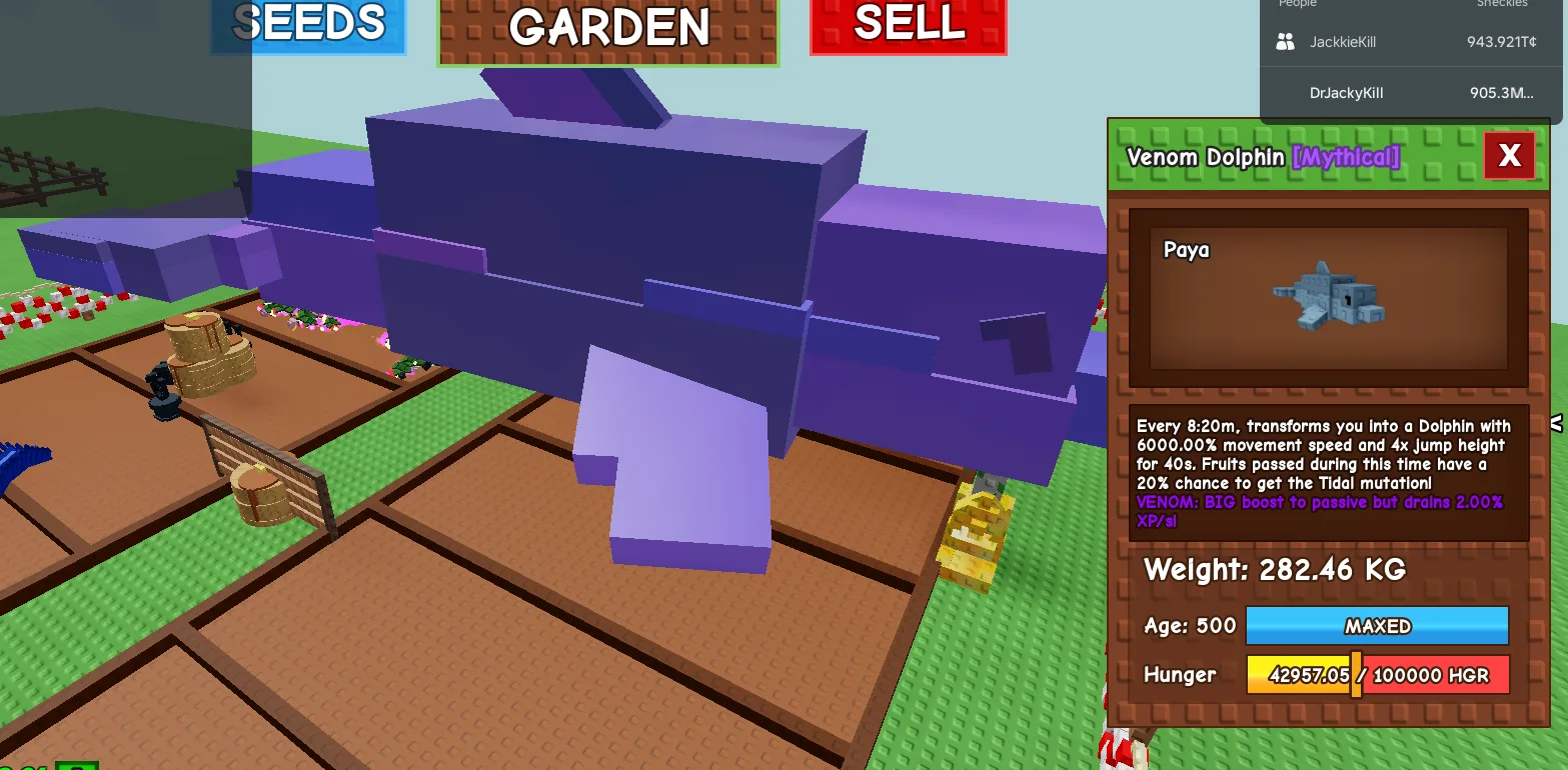 280KG+ Venom Dolphin Mythical // super handsome // Age 500 MAXED // Tidal Mutation Flex Pet//not t-rex// i run out of tag others limitation