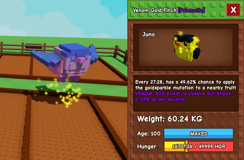 61.51kg Age 100 Venom Gold Finch