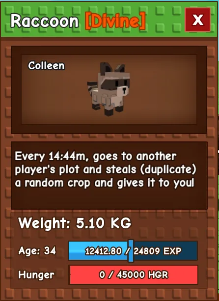 RACCOON Grow a Garden