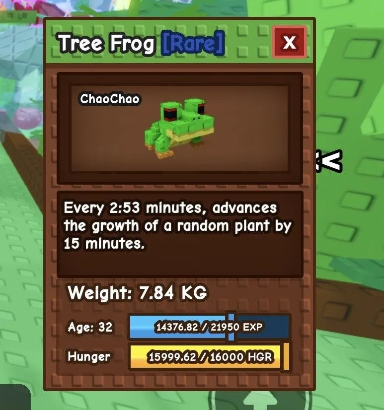 Tree Frog AGE:32 7.84Kg