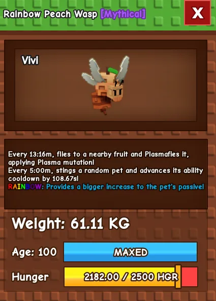 60KG - 61KG RAINBOW PEACH WASP — Account account