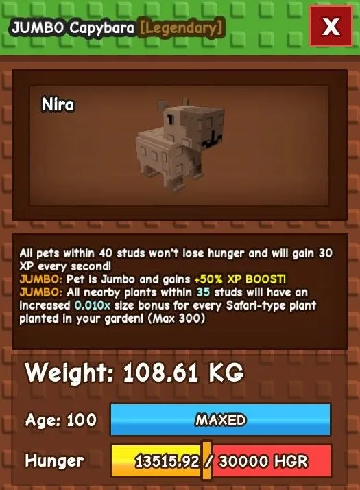 JUMBO COLOSSAL/GODLY/TITANIC CAPYBARA 108KG/100AGE FAST DELIVERY