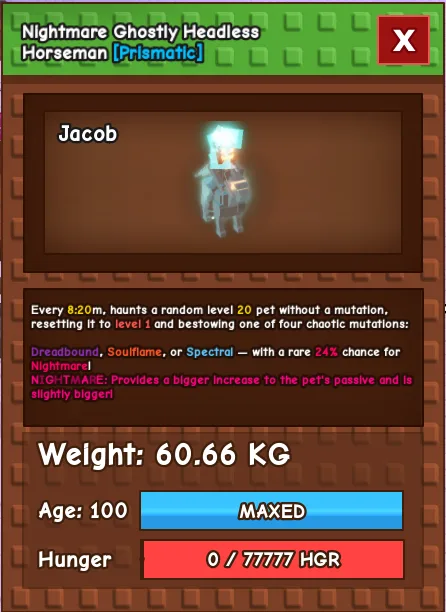 Ghostly Headless Horseman 60KG+ AGE 100 HUGE Headless Horseman TITAN Headless Horseman TITANIC Headless Horseman 60 kg — Account account