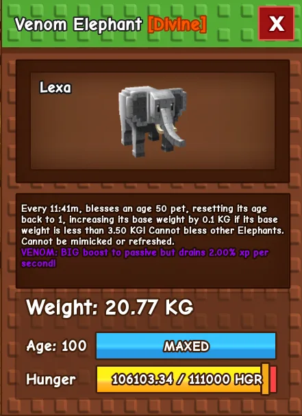 20KG VENOM ELEPHANT — Account account