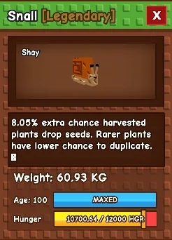 Snail Age 100 60kg+ — Account account