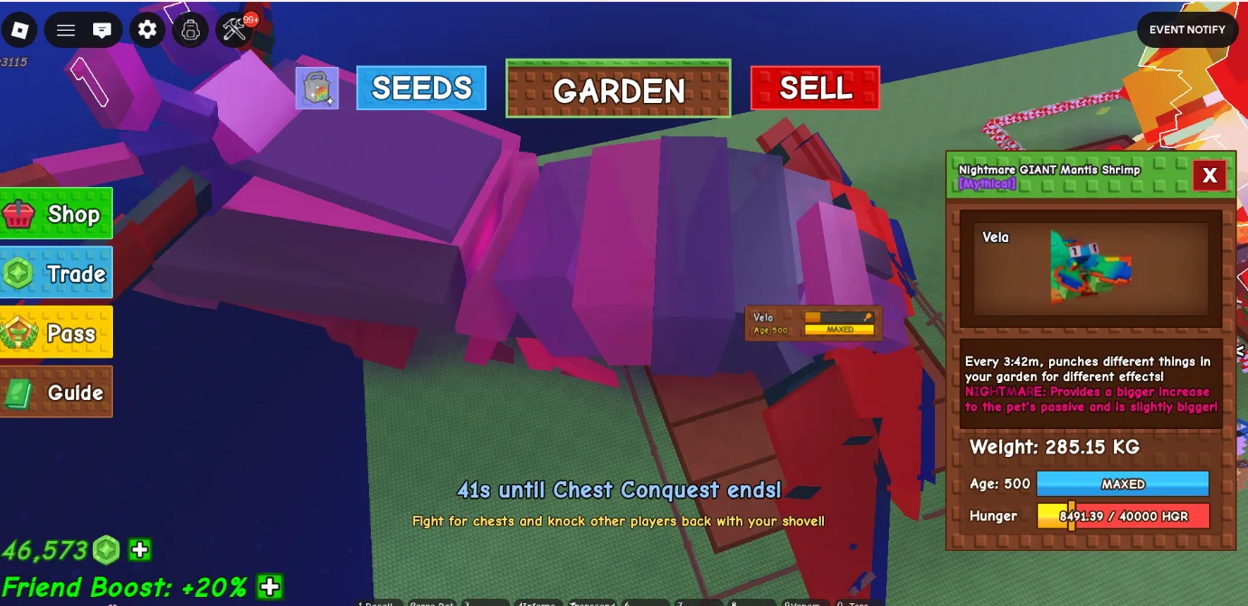 280KG+ NIGHTMARE GIANT MANTIS SHRIMP // MYTHICAL // AGE 500 MAXED // super handsome // STRONG PASSIVE//not headless/ i run out of tag others limit