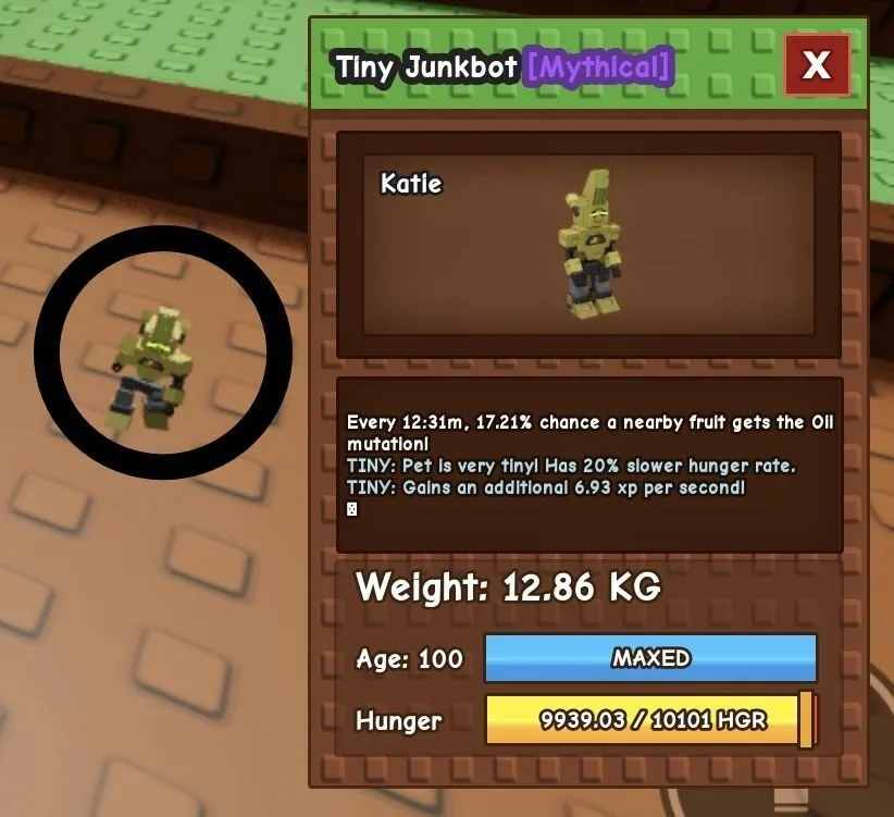 TINY Junkbot - 12.86 KG (Age 100) — Account account