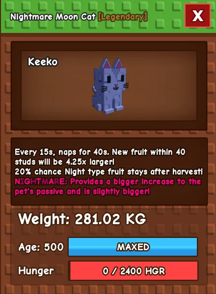 Nightmare Moon Cat 280 KG Age 500 instant delivery titanic moon cat 280kg huge moon cat 280KG huge cat titanic cat nightmare mutation cat