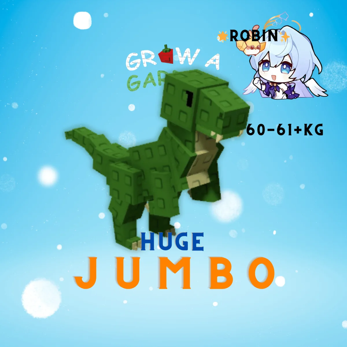 JUMBO HUGE T-Rex - 60-61+KG - Free Change to Nightmare - Grow a Garden