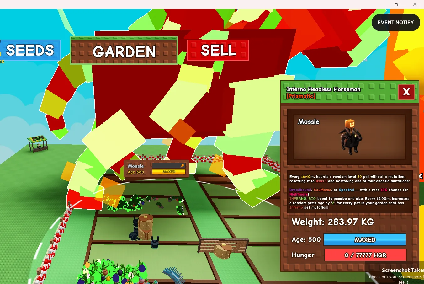 280KG+ Inferno Headless Horseman Prismatic // super handsome // Age 500 Maxed // Chaotic Mutation Machine