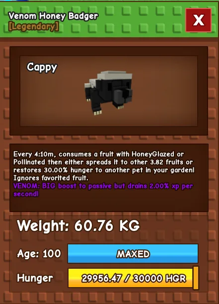 60kg+ Venom Honey Badger