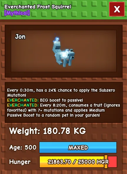 CHEAP 180kg Everchanted Frost Squirrel! (gives Subzero mutation) Fast Delivery