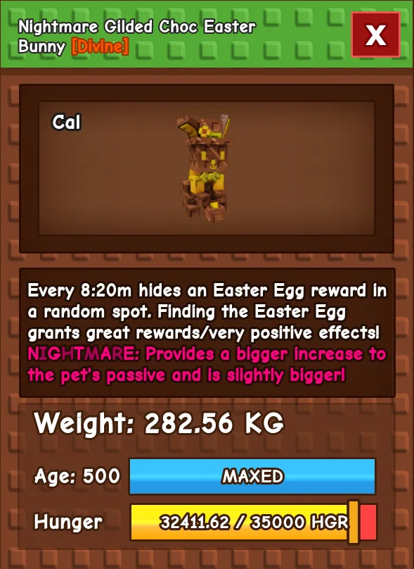 HUGE GILDED CHOC EASTER BUNNY NM / VENOM / EVER 280KG+ AGE 500
