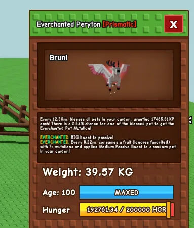 Everchanted Peryton 38-39 Kg Age 100