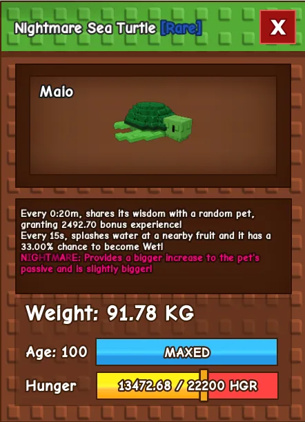 Nightmare Godly Sea Turtle 91.78KG INSTANT DELIVERY — Account account