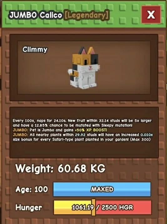 Huge Calico Cat 60-61KG+ LIMITED RARE ITEM (DLC) CHEAPEST AND INSTANT DELIVERY