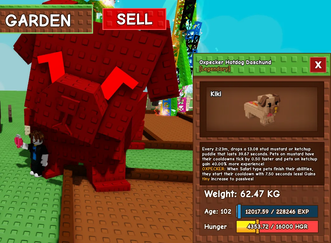 Huge Oxpecker Hotdog Daschund 60Kg+ Age 100