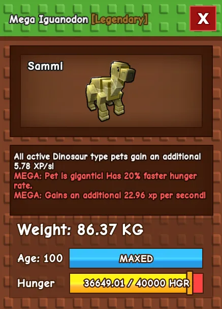 Huge/Titanic Mega Iguanodon 86kg+ age 100 Collectors Pet Godly Visual — Account account