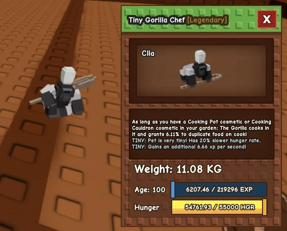 TINY Gorilla Chef - 11.08 KG (Age 100)