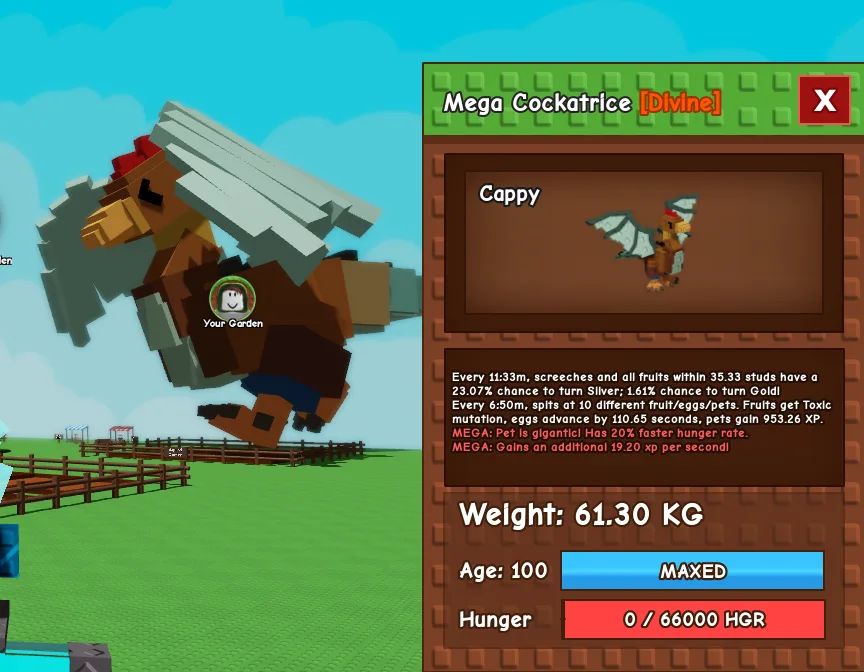 61kg+ Age 100 Mega Cockatrice