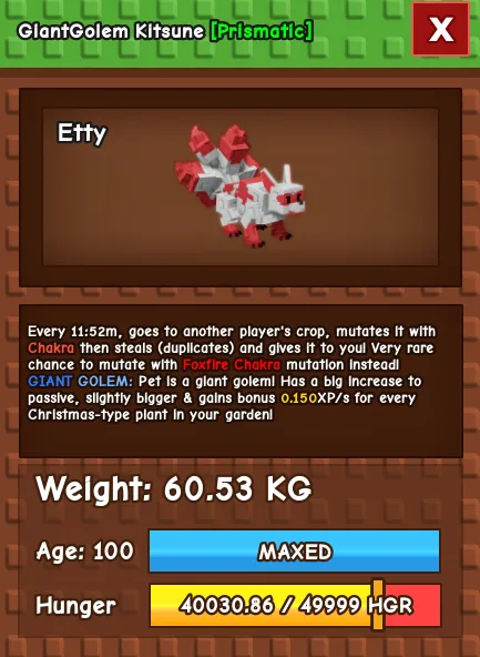 60KG - 61KG GIANTGOLEM KITSUNE — Account account