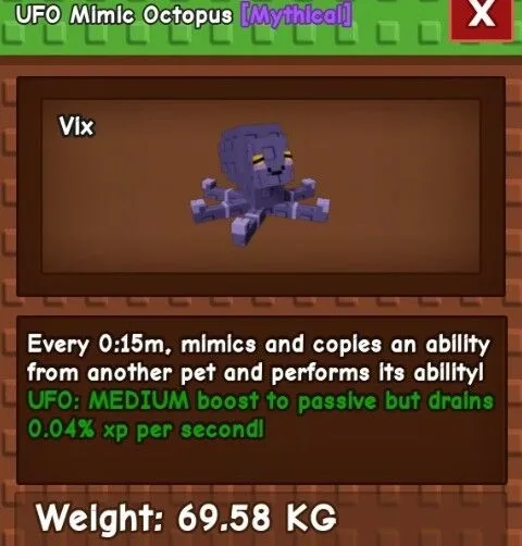 UFO Mimic Octopus 69 kg - AGE 116 MAX LVL - 15SEC MAX CD - NO TOY